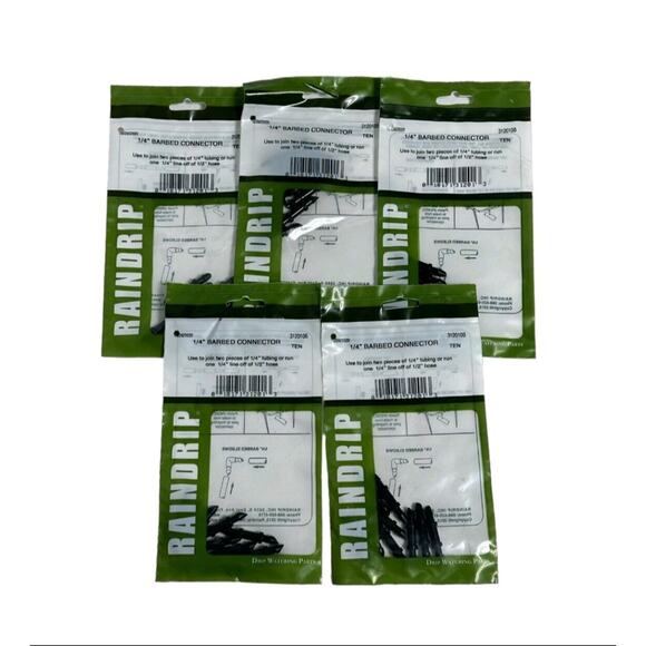 10 Bundle Raindrip Barbed 1/4 in. Drip Irrigation Connector 10 pk {XX} - Picture 1 of 3